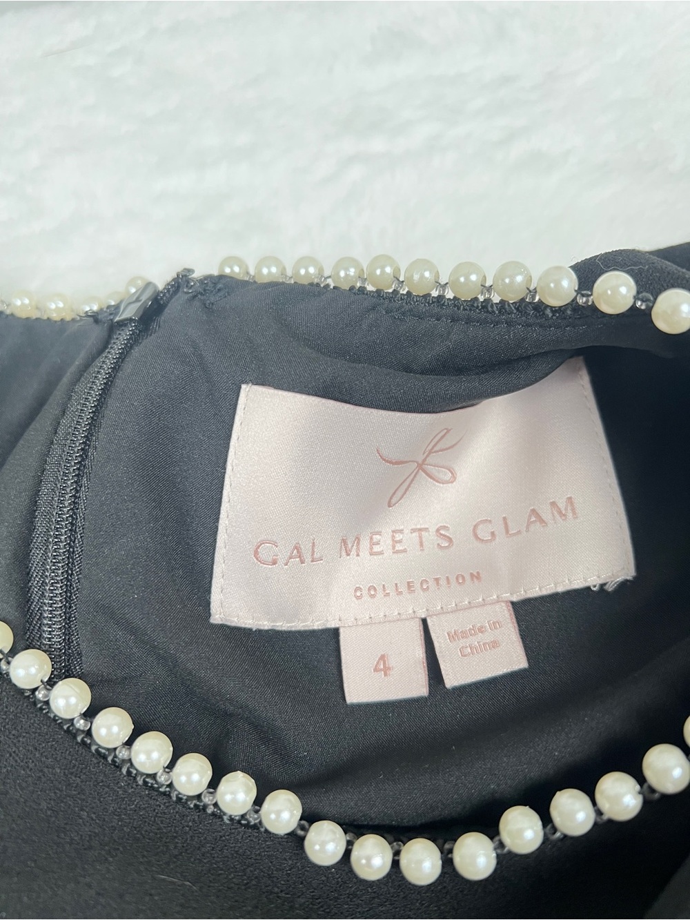 Gal Meets Glam Victoria Pearly Black Pearl Trim Midi Dress Size 4 NWOT - Picture 3 of 10